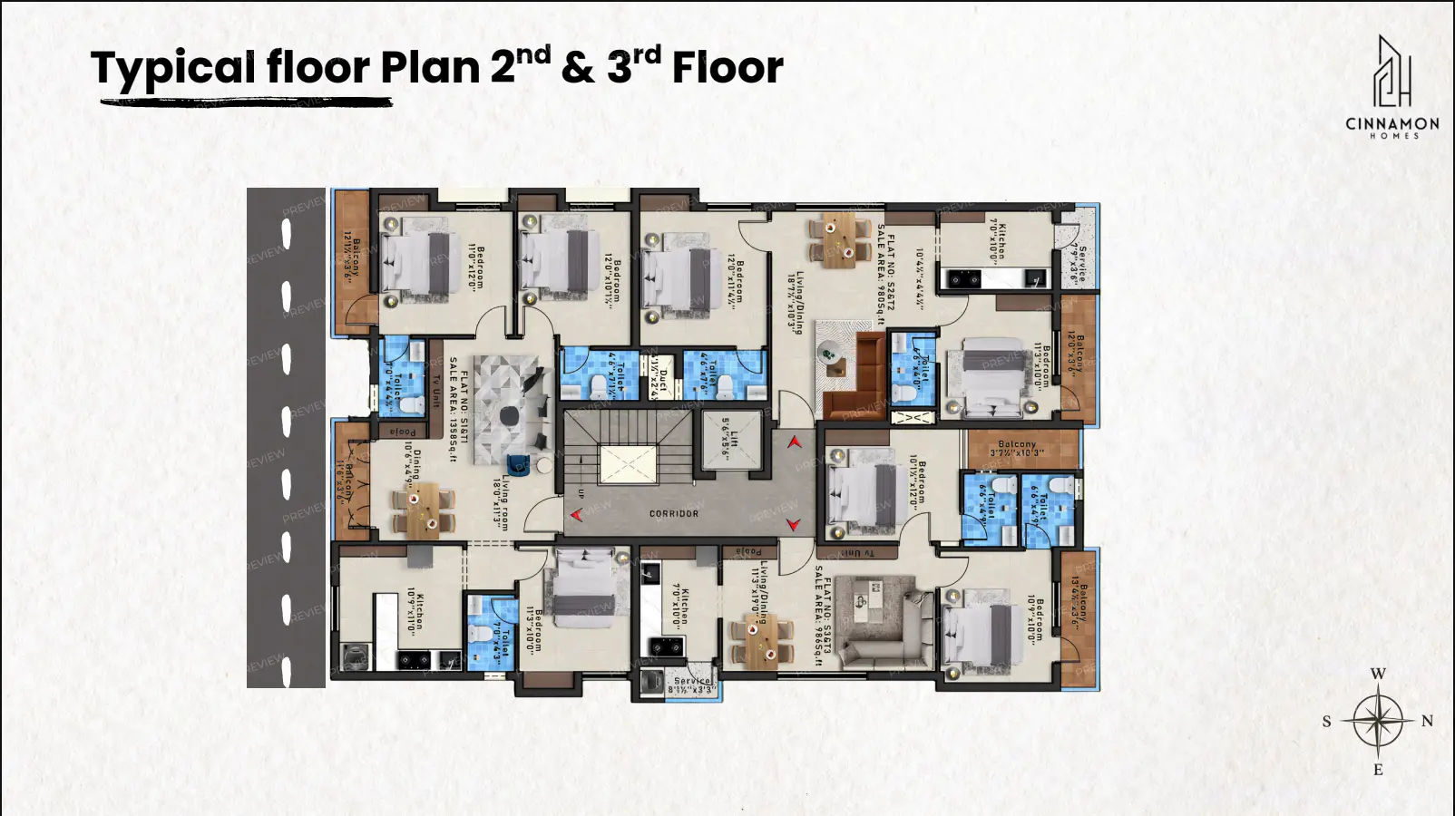 Typical Floor Plan — 2nd & 3rd Floor floor plan — Bloom
